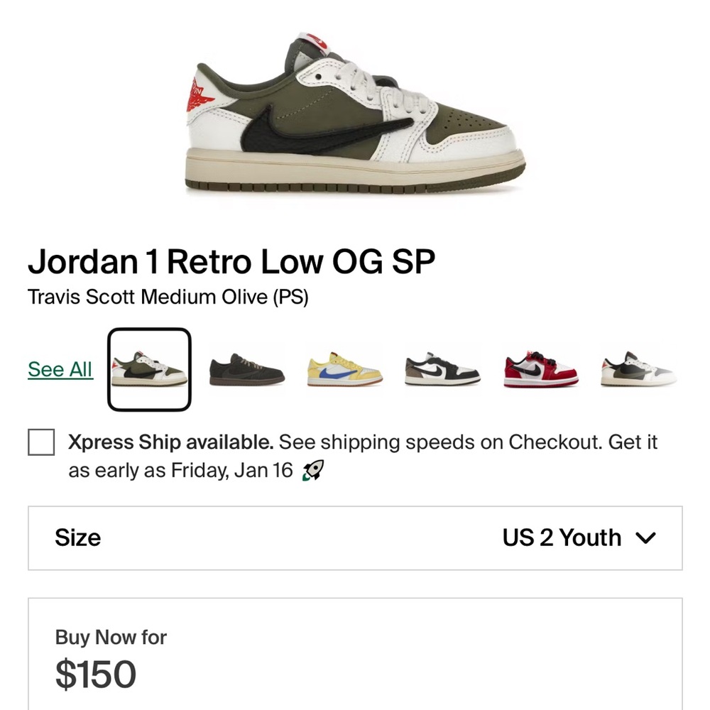 Travis Scott Kids Jordan Low- SOLD OUT ONLINE